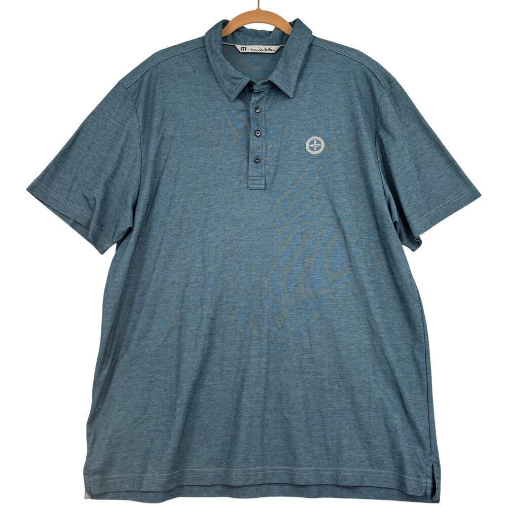 Travis Mathew Golf Polo Shirt Mens XXL Teal Blue Short Sleeve Pima Cotton Blend